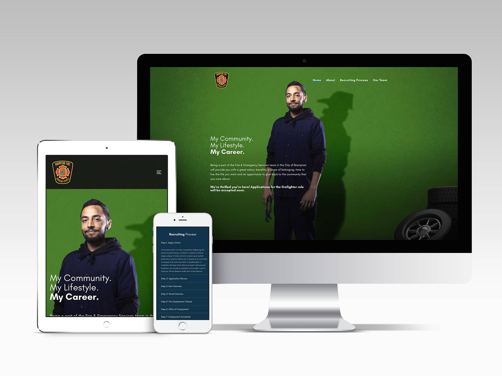 City of Brampton website displayed across desktop, tablet and mobile devices.