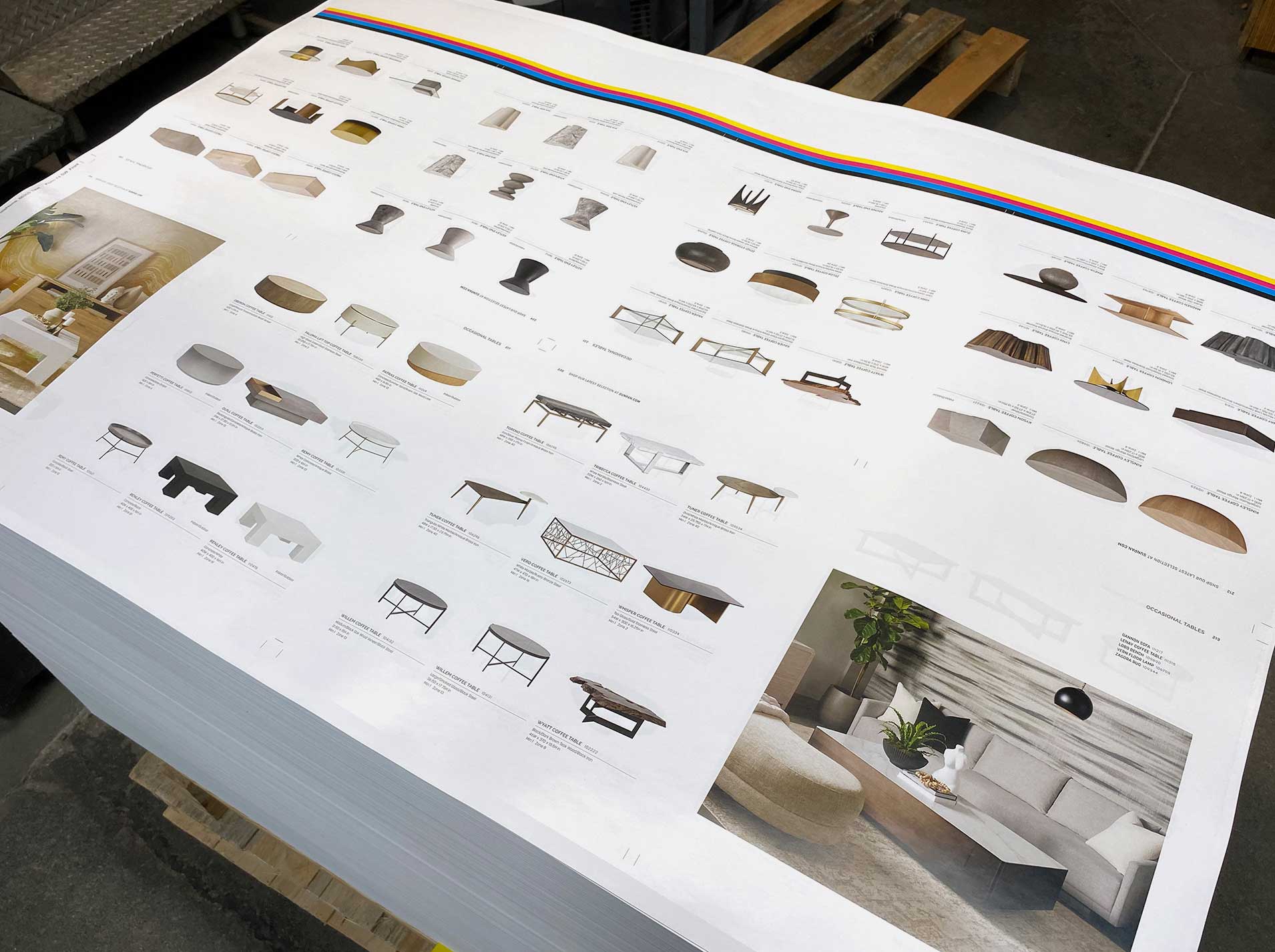 Printed sheets and marketing collateral produced through professional commercial offset printing.