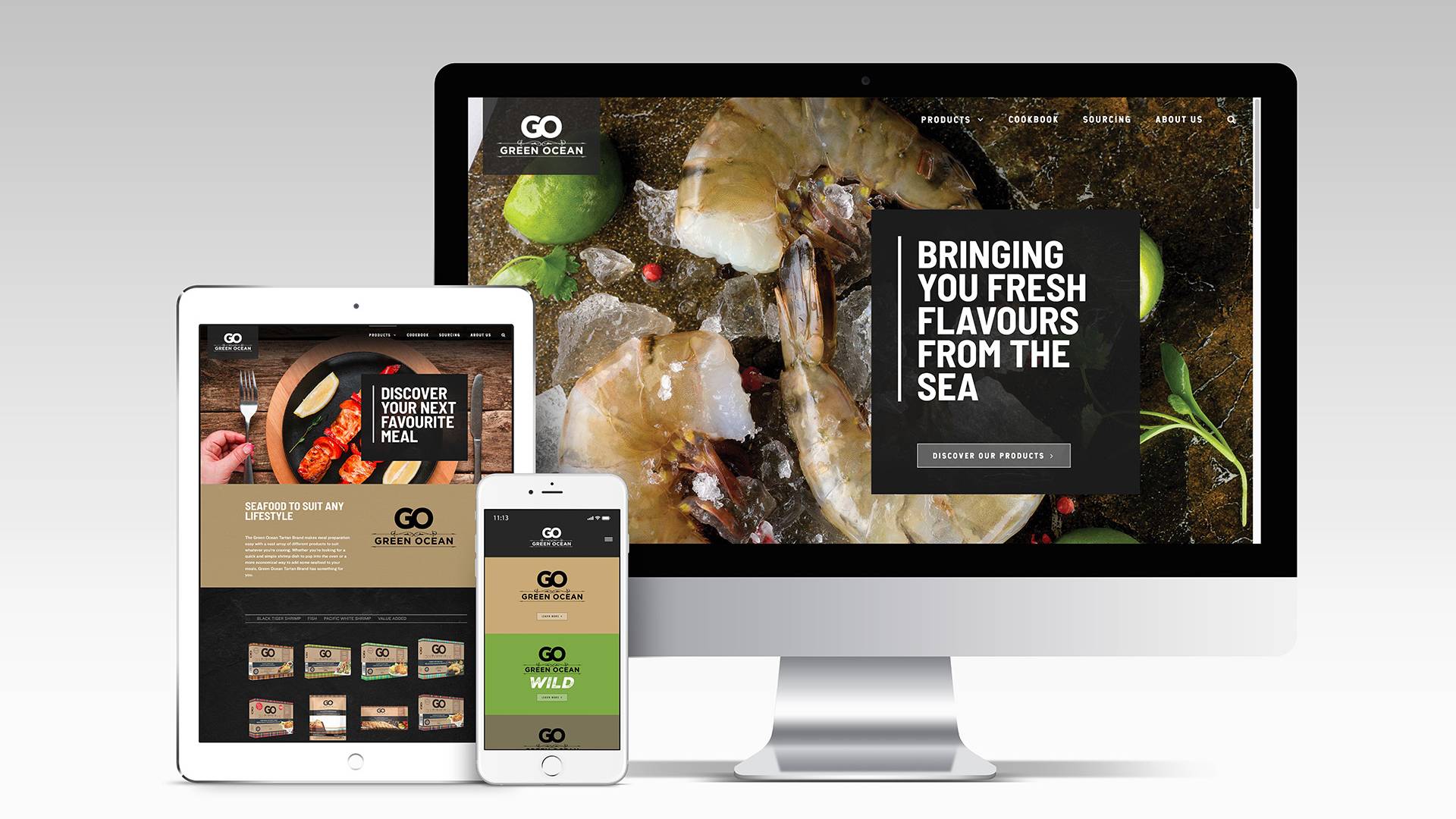 Digital interface displayed across devices representing custom website and technology development services.