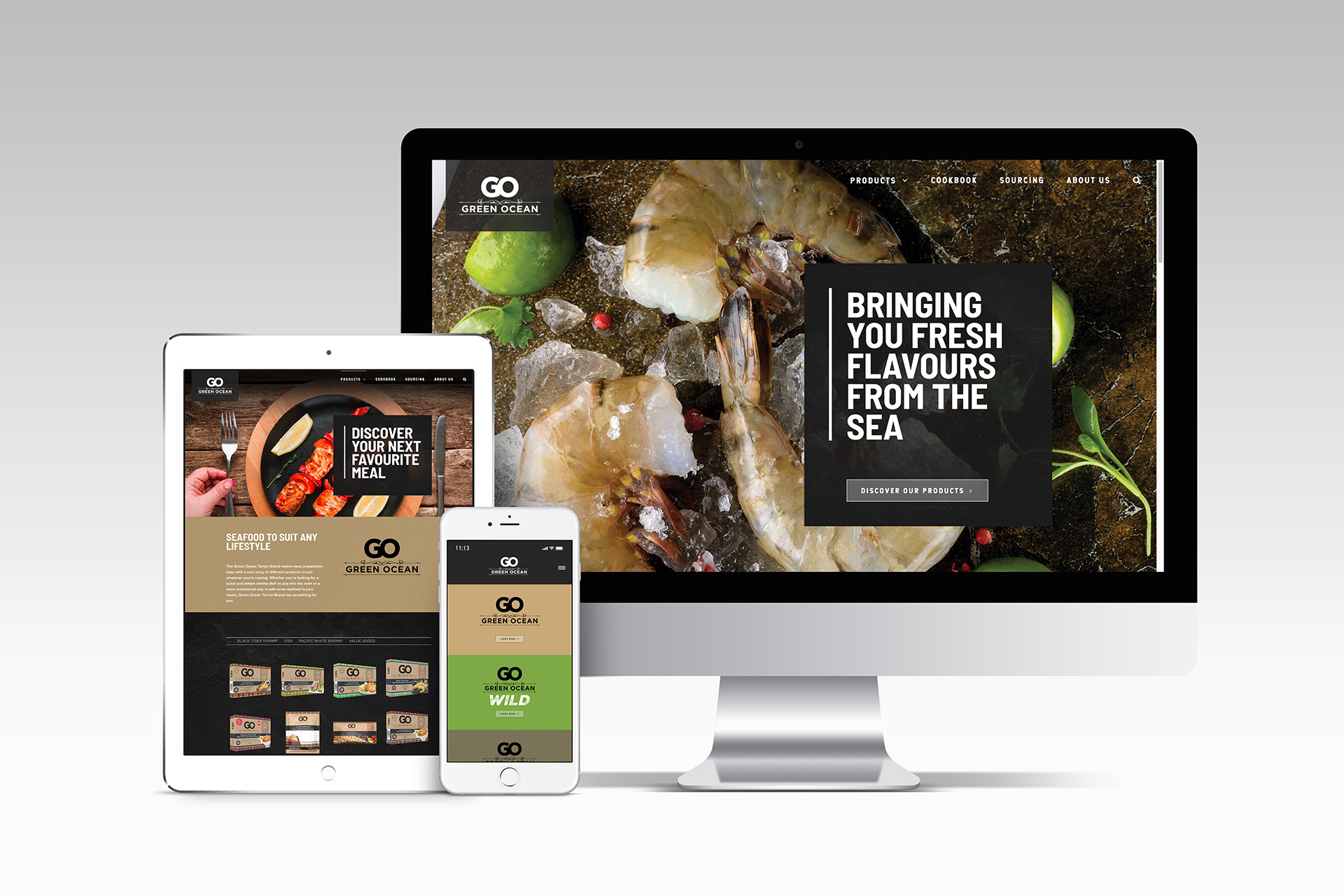 Digital interface displayed across devices representing custom website and technology development services.