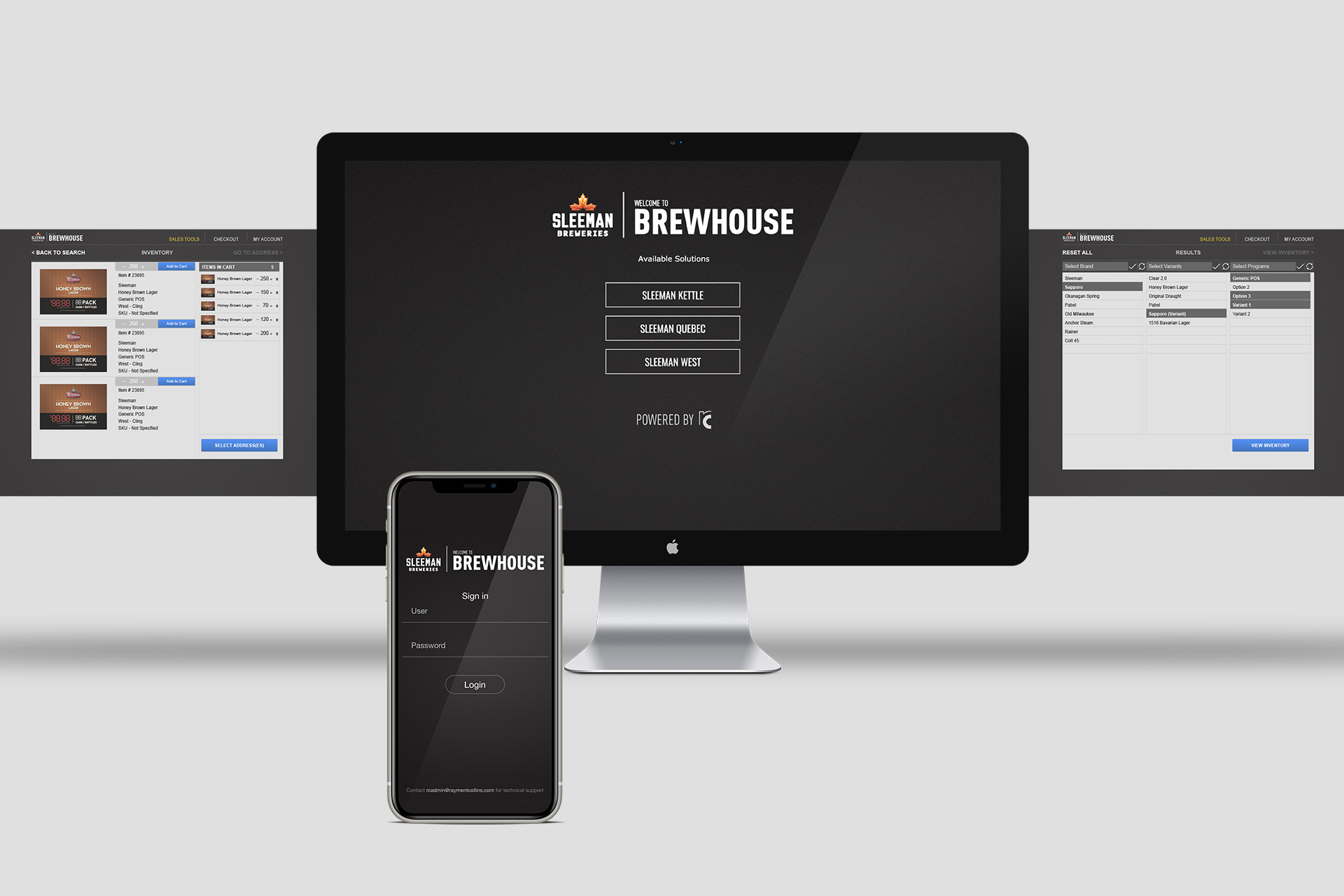 Dark digital application interface representing custom web platform and software development services.