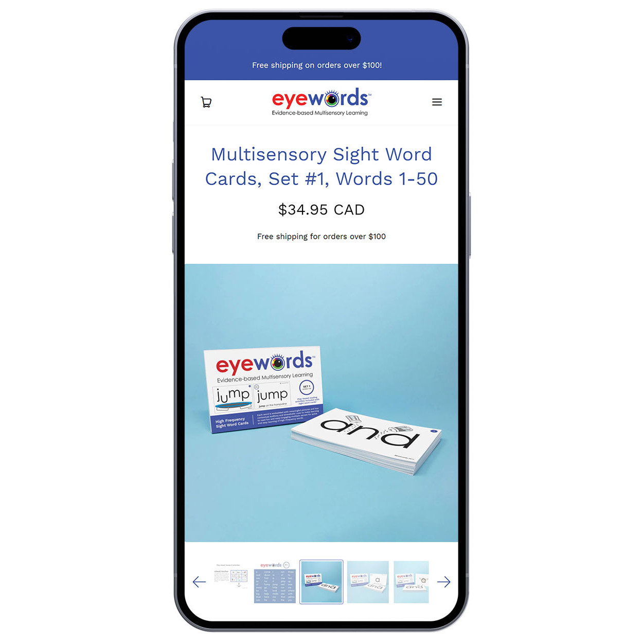 Responsive EyeWords mobile interface designed to improve navigation, readability and user engagement.