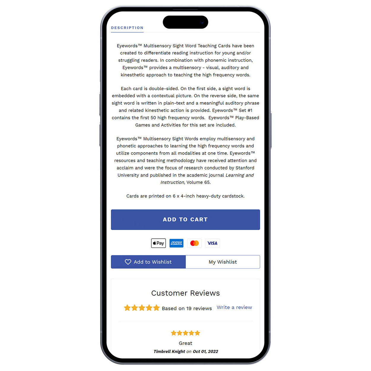 Mobile EyeWords website interface redesigned for a clearer and more accessible digital user experience.