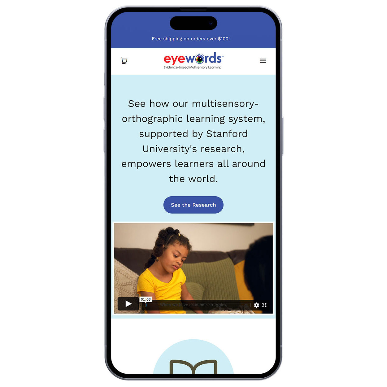 Mobile website concept for EyeWords featuring responsive content and streamlined user interactions.