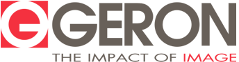 Geron corporate logo and visual identity developed for consistent brand communications.