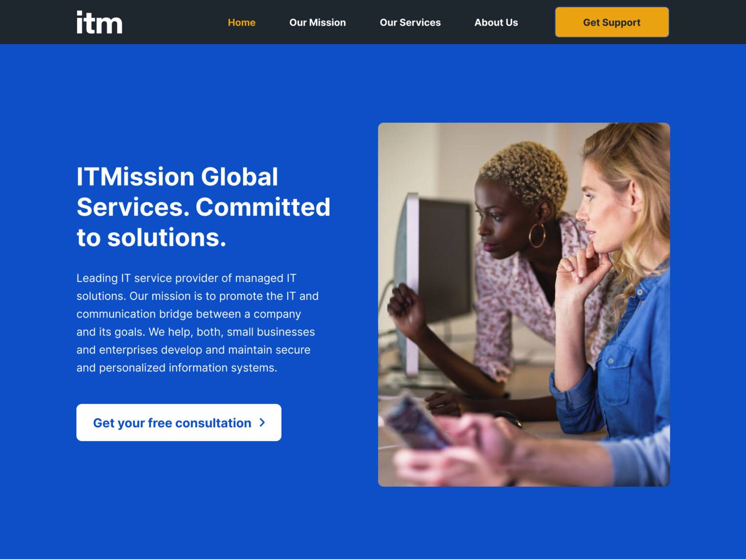 Responsive corporate website design created for IT Mission Global Services.