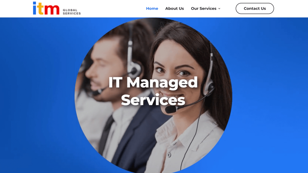 Corporate website design for ITM Managed Services featuring technology and business service messaging.