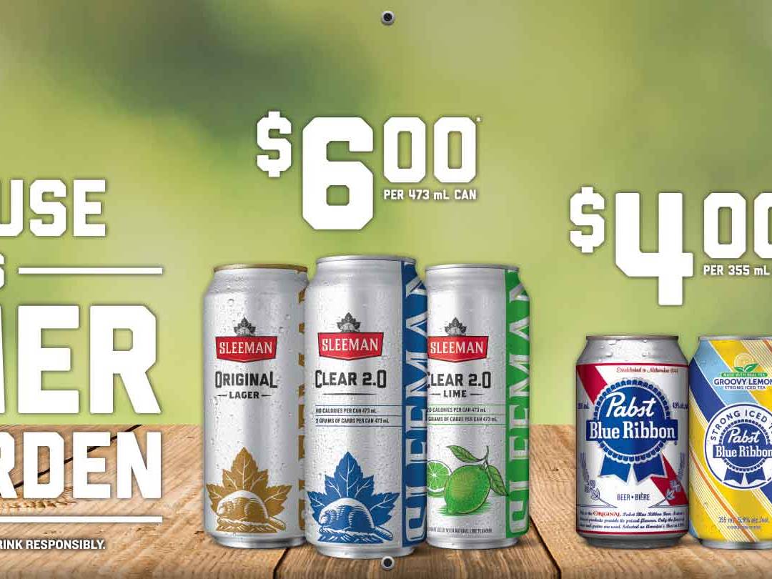 Large outdoor beverage promotion banner produced for high-visibility retail and event advertising.