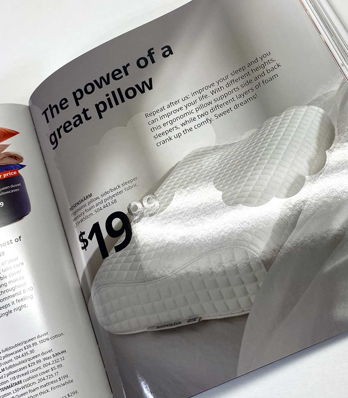 Close-up of professionally offset printed brochure pages with detailed typography and finishing.