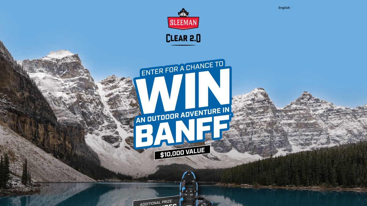 Sleeman promotional microsite featuring a Banff travel prize and enter-to-win customer campaign.