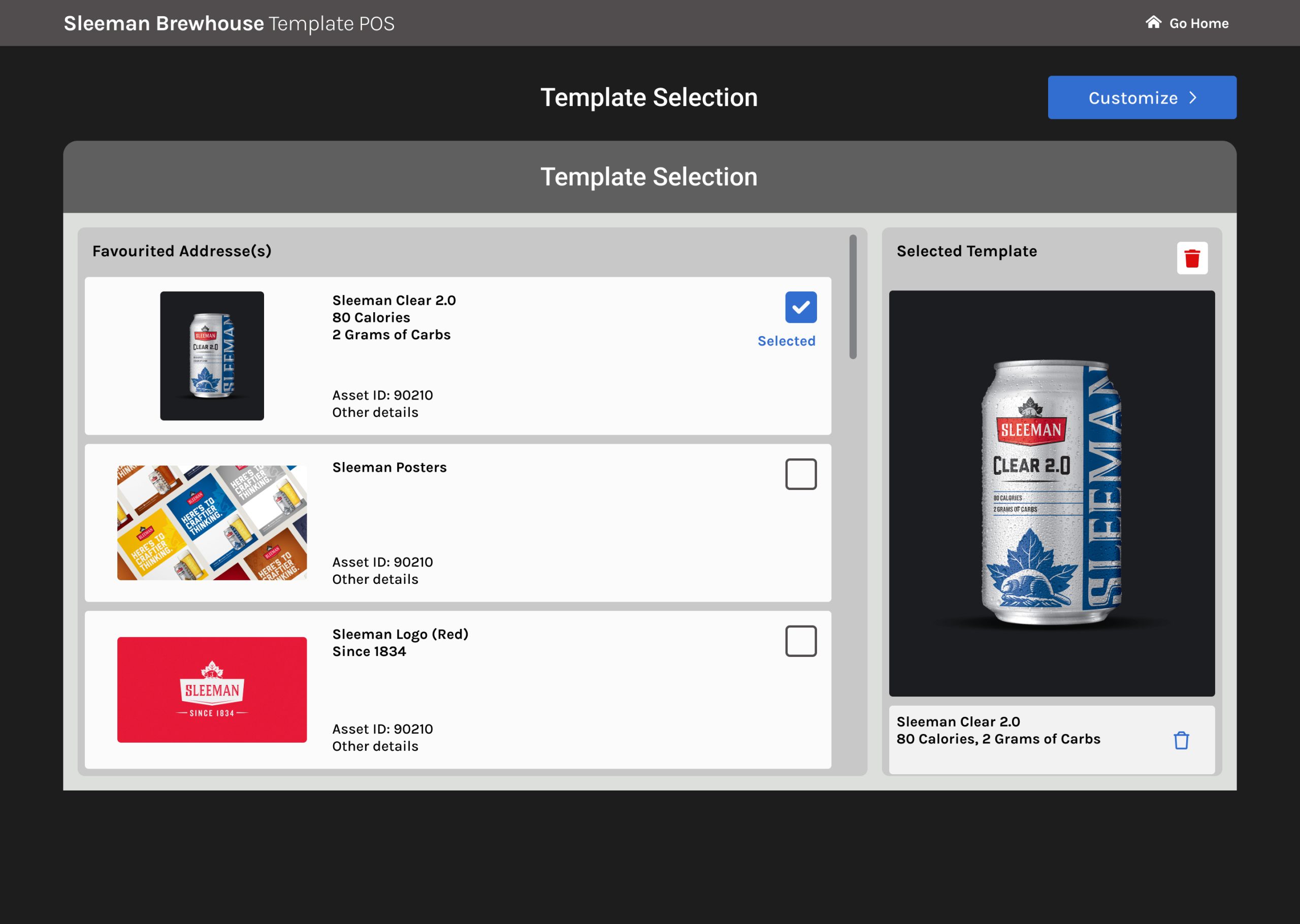 Digital portal interface allowing users to select branded design templates for promotional materials.