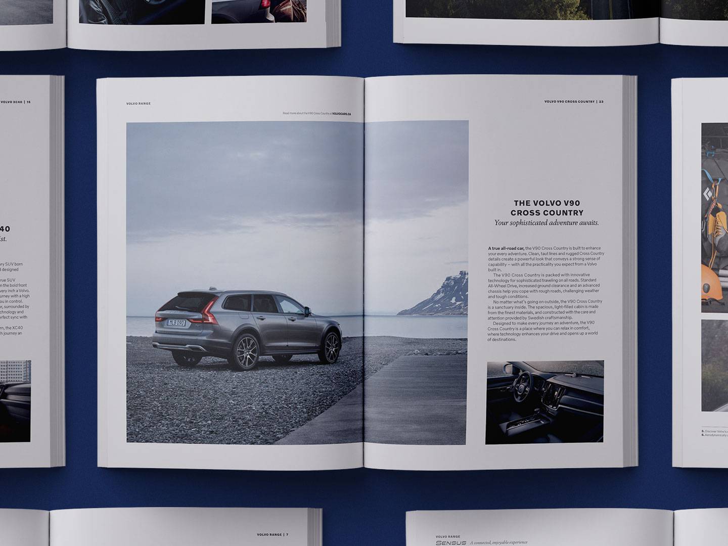 Volvo branded print materials showcasing professional graphic design and commercial print production.